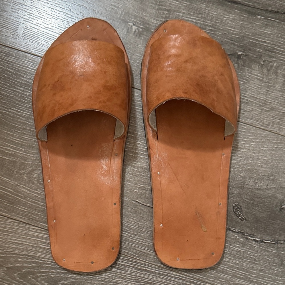 Men’s Brown Leather Slide Sandals size 11